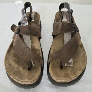 Goldstar Brown Leather Adjustable Strap Sandals Rustic Boho Festival, size 38